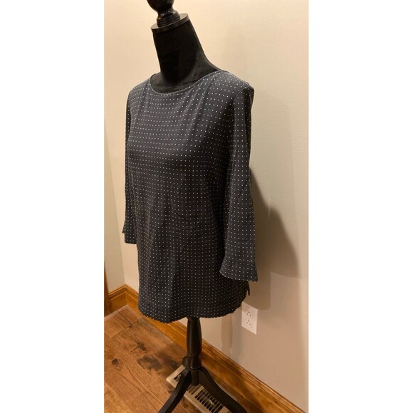 Chico’s Top Size “3” or XL Navy w/Dots Stretchy Casual Comfortable Blouse - Picture 4 of 11